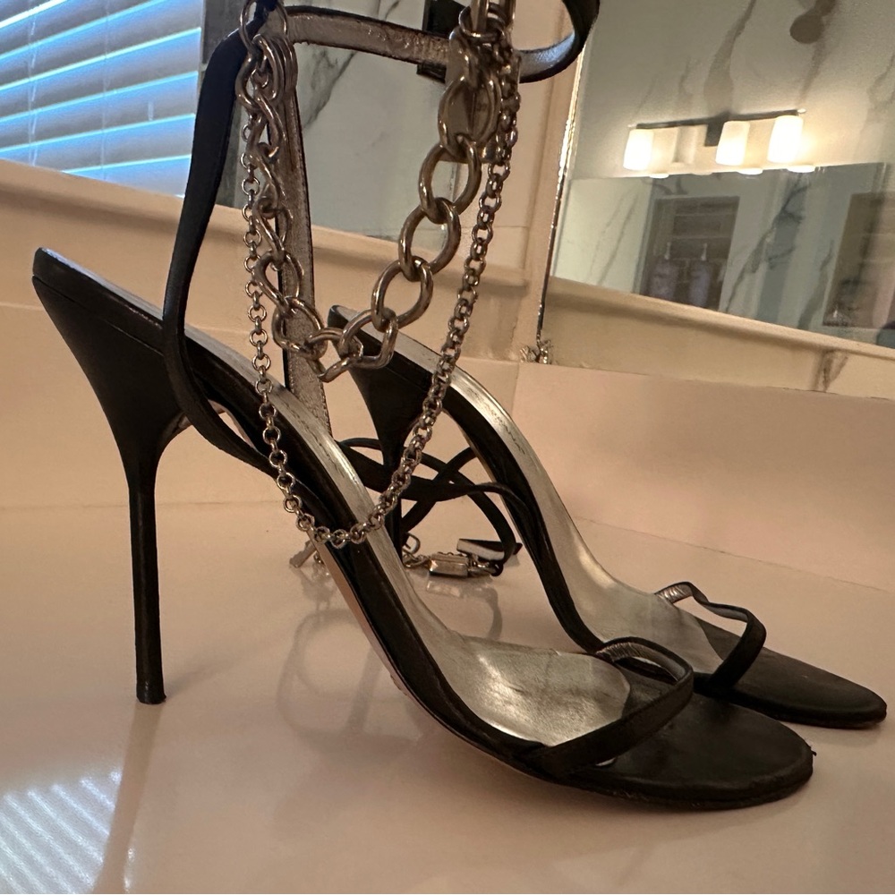 Dolce & Gabbana Ankle Strap Heel With Padlock Chain